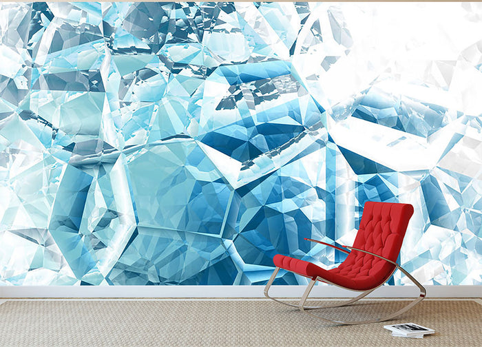 Blue and White Crystal Wall Mural Wallpaper