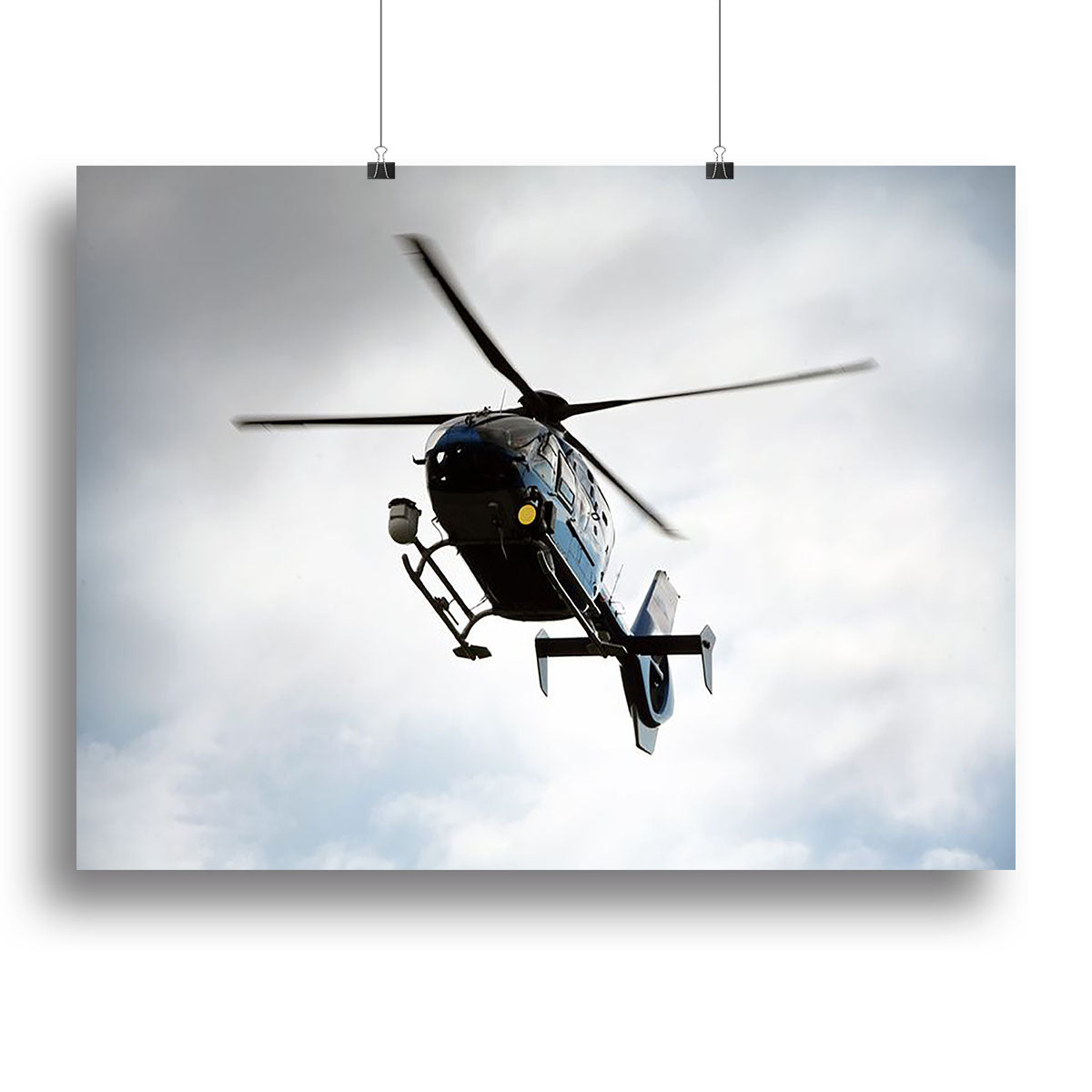 Blue and silver police helicopter flying above Canvas Print or Poster - Canvas Art Rocks - 2
