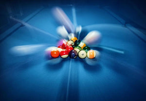 Blue billiard table with colorful balls Wall Mural Wallpaper - Canvas Art Rocks - 1