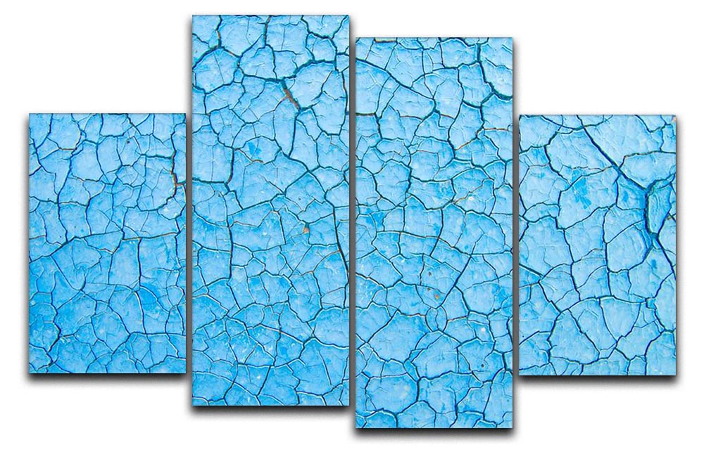 Blue cracked paint 4 Split Panel Canvas - Canvas Art Rocks - 1