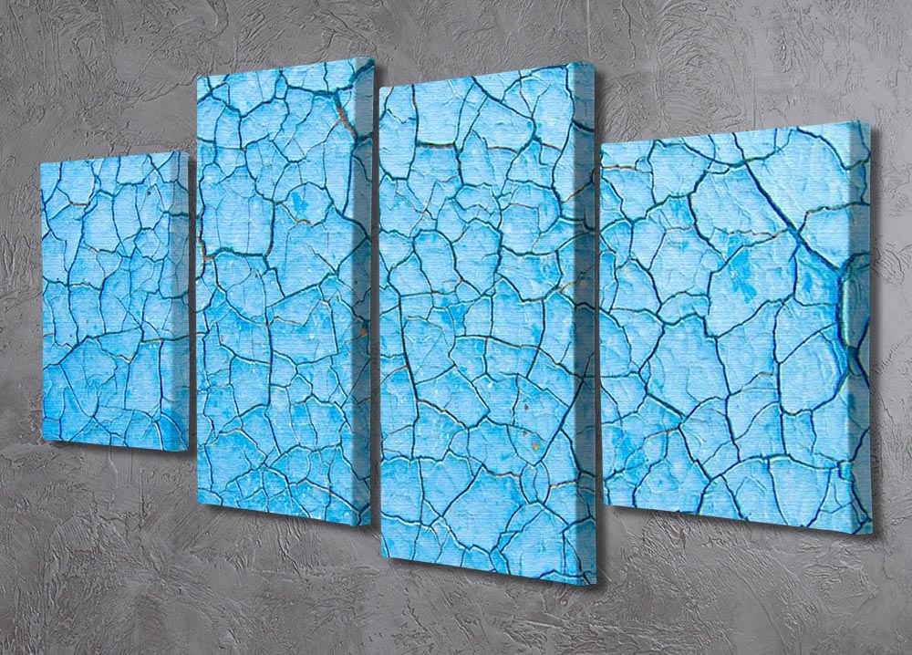 Blue cracked paint 4 Split Panel Canvas - Canvas Art Rocks - 2