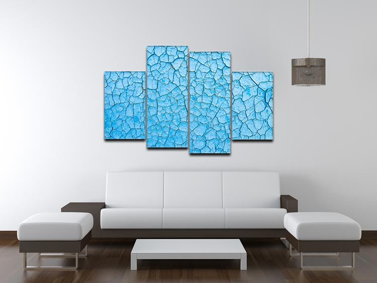 Blue cracked paint 4 Split Panel Canvas - Canvas Art Rocks - 3