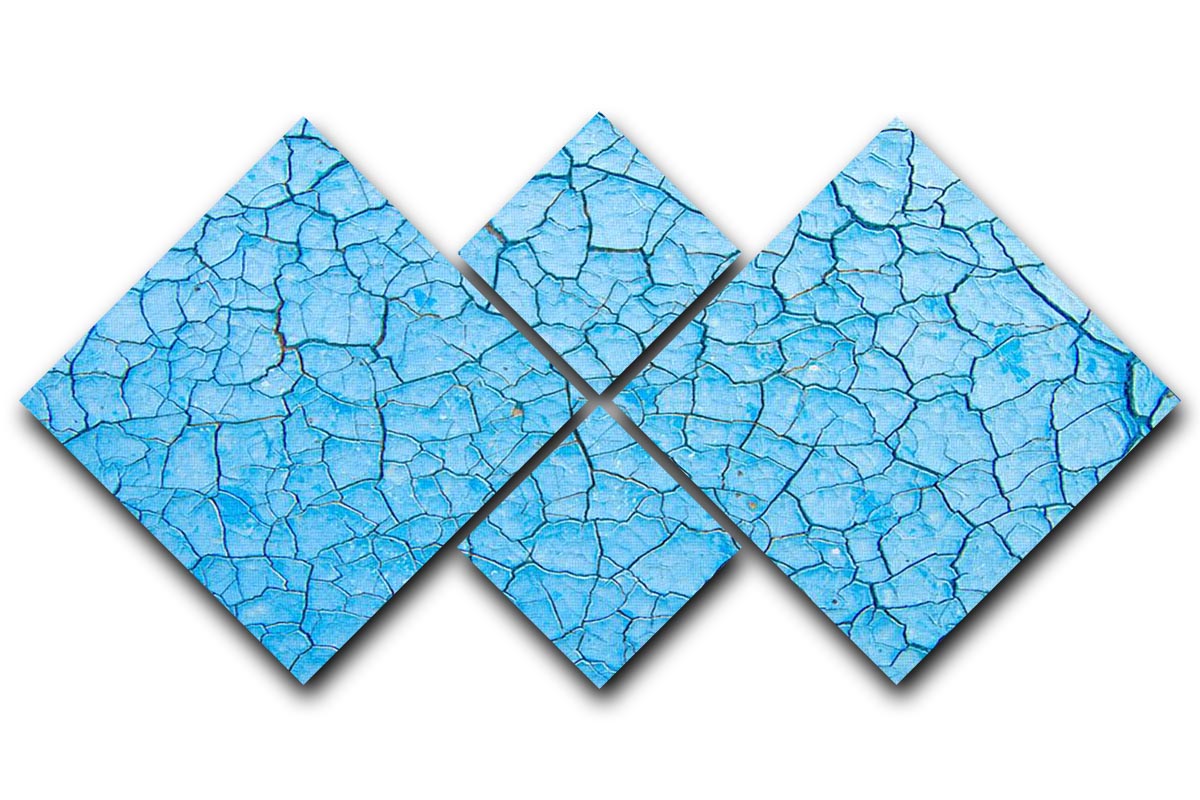 Blue cracked paint 4 Square Multi Panel Canvas - Canvas Art Rocks - 1
