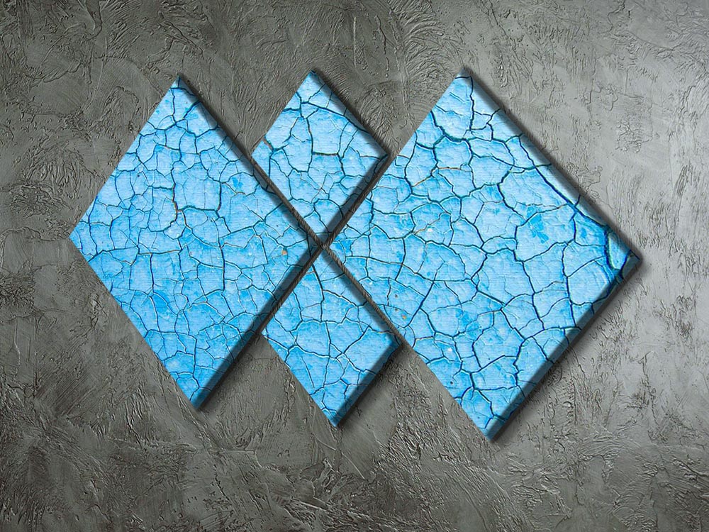 Blue cracked paint 4 Square Multi Panel Canvas - Canvas Art Rocks - 2