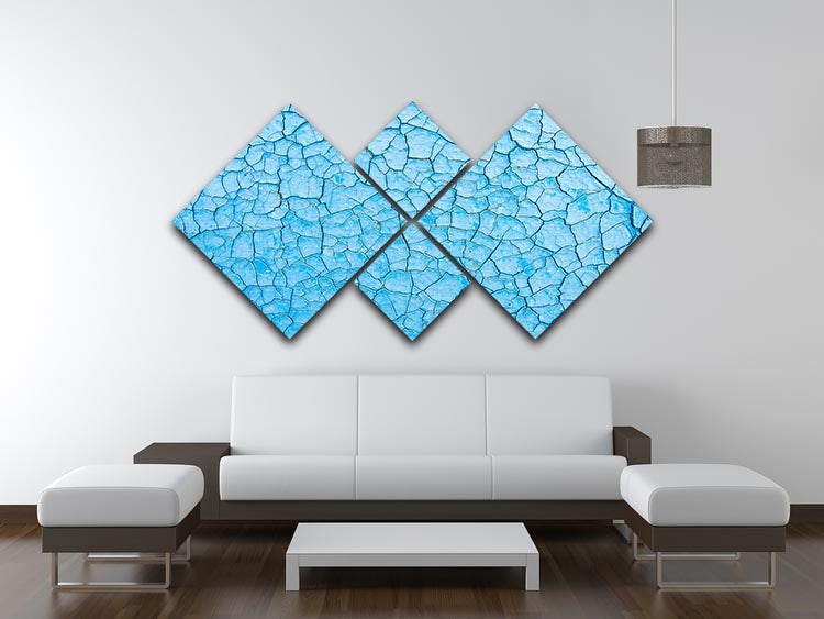 Blue cracked paint 4 Square Multi Panel Canvas - Canvas Art Rocks - 3