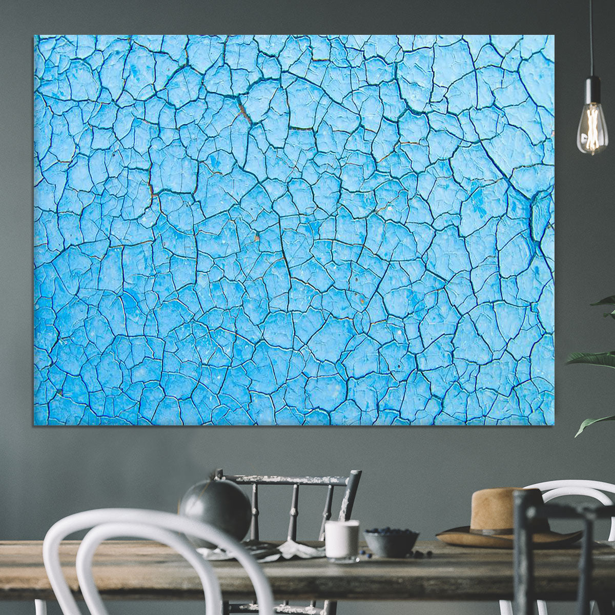 Blue cracked paint Canvas Print or Poster - Canvas Art Rocks - 3