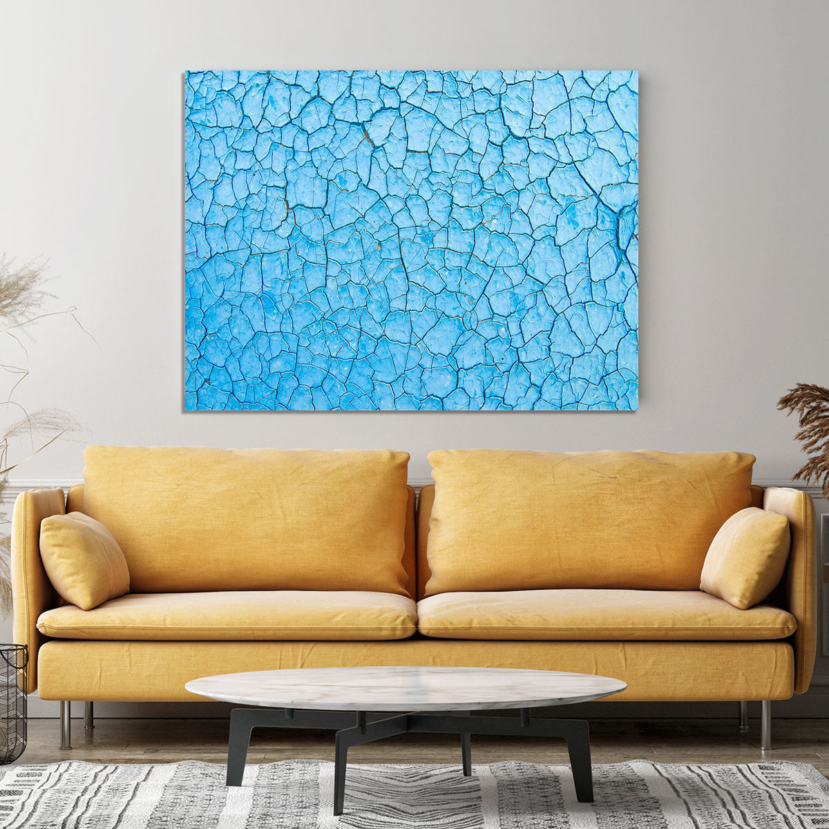 Blue cracked paint Canvas Print or Poster - Canvas Art Rocks - 4