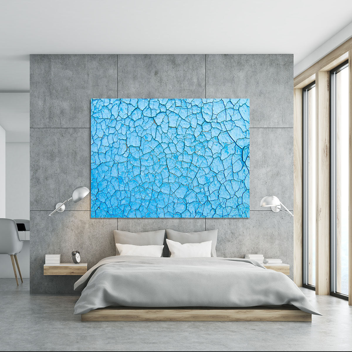 Blue cracked paint Canvas Print or Poster - Canvas Art Rocks - 5