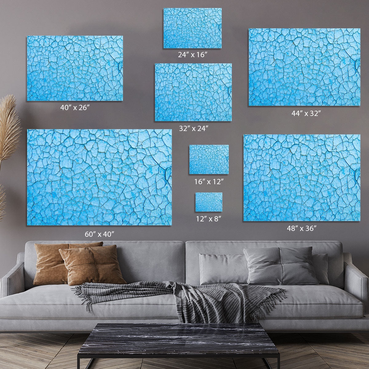 Blue cracked paint Canvas Print or Poster - Canvas Art Rocks - 7