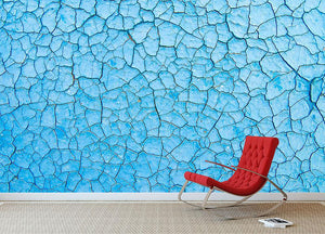 Blue cracked paint Wall Mural Wallpaper - Canvas Art Rocks - 2