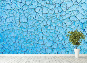 Blue cracked paint Wall Mural Wallpaper - Canvas Art Rocks - 4
