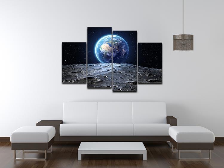 Blue earth seen from the moon surface 4 Split Panel Canvas - Canvas Art Rocks - 3