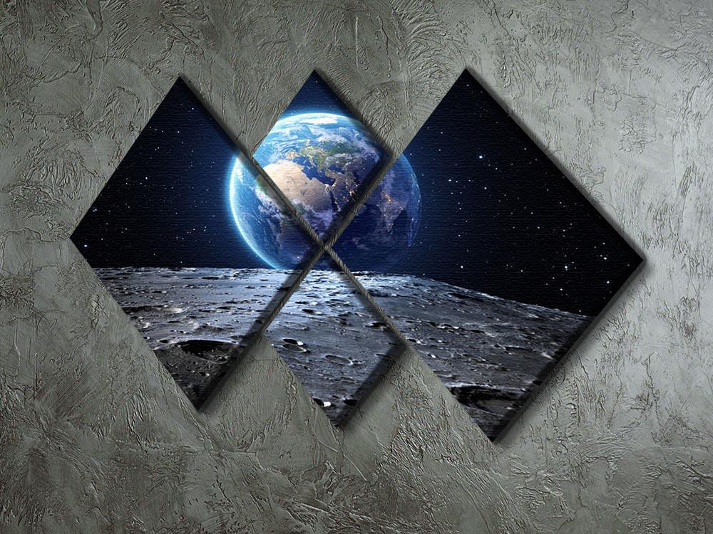 Blue earth seen from the moon surface 4 Square Multi Panel Canvas - Canvas Art Rocks - 2