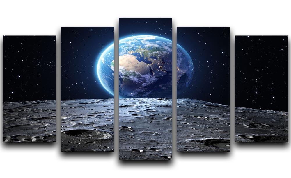 Blue earth seen from the moon surface 5 Split Panel Canvas  - Canvas Art Rocks - 1