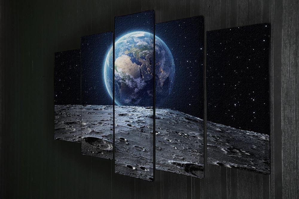 Blue earth seen from the moon surface 5 Split Panel Canvas - Canvas Art Rocks - 2