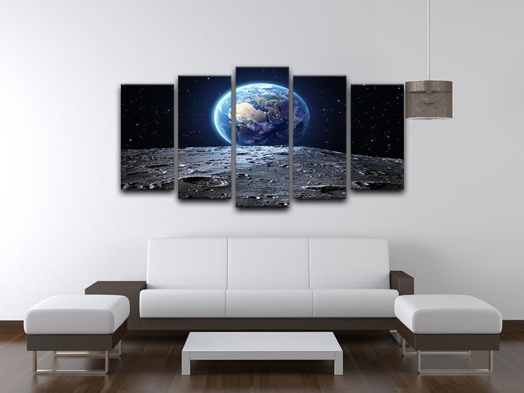 Blue earth seen from the moon surface 5 Split Panel Canvas - Canvas Art Rocks - 3