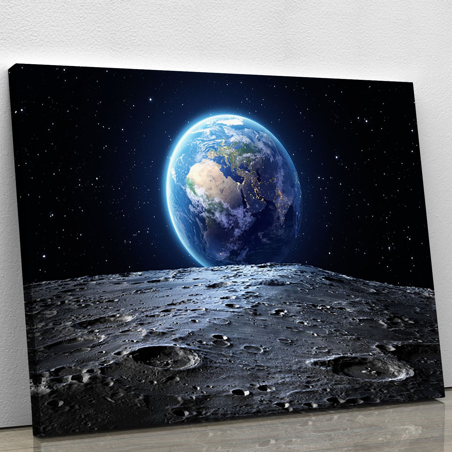 Blue earth seen from the moon surface Canvas Print or Poster - Canvas Art Rocks - 1