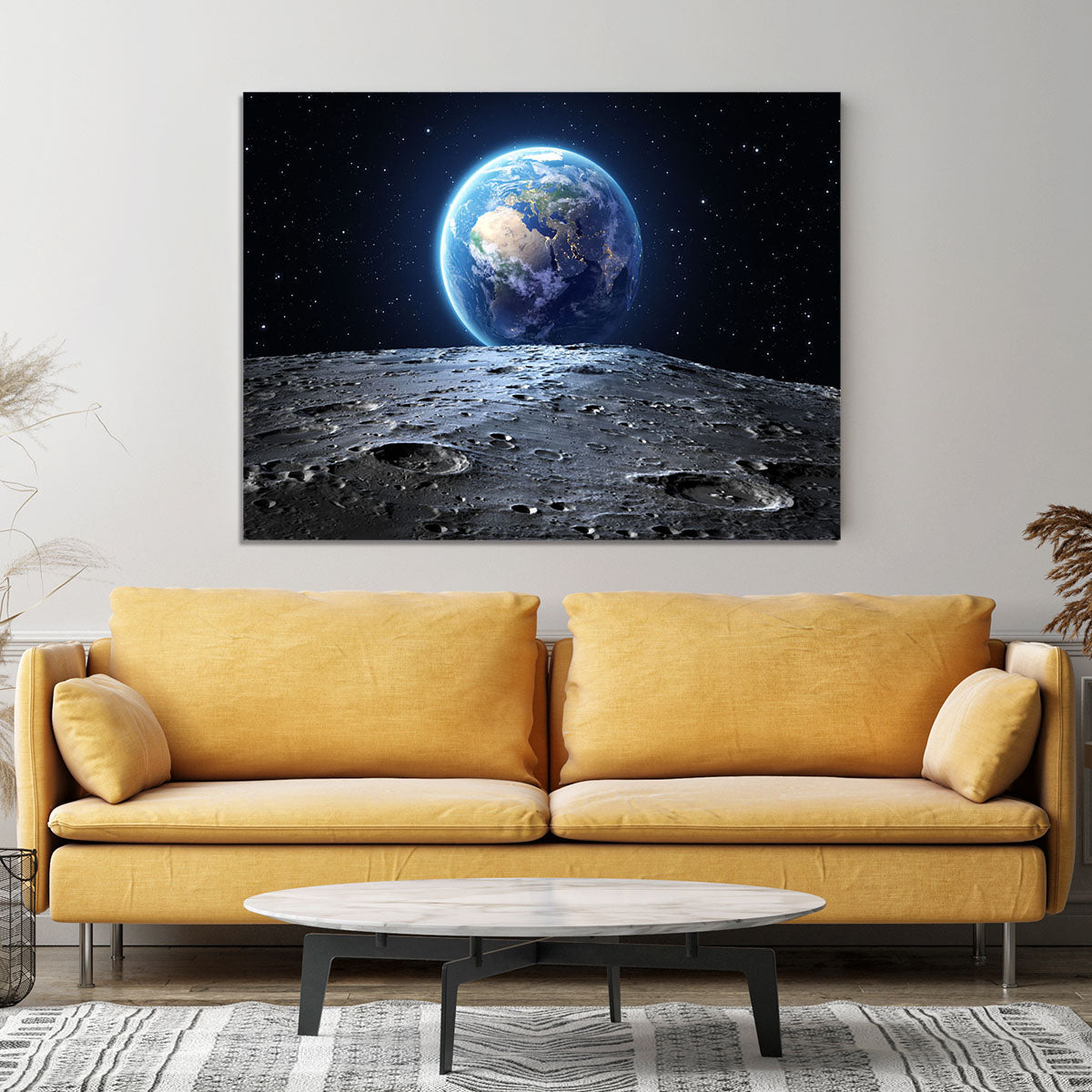 Blue earth seen from the moon surface Canvas Print or Poster - Canvas Art Rocks - 4