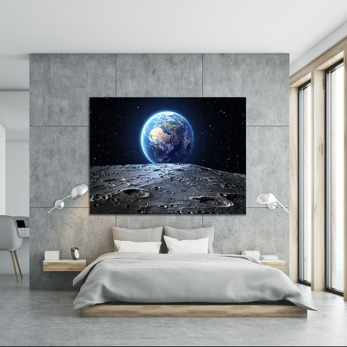 Blue earth seen from the moon surface Canvas Print or Poster - Canvas Art Rocks - 5