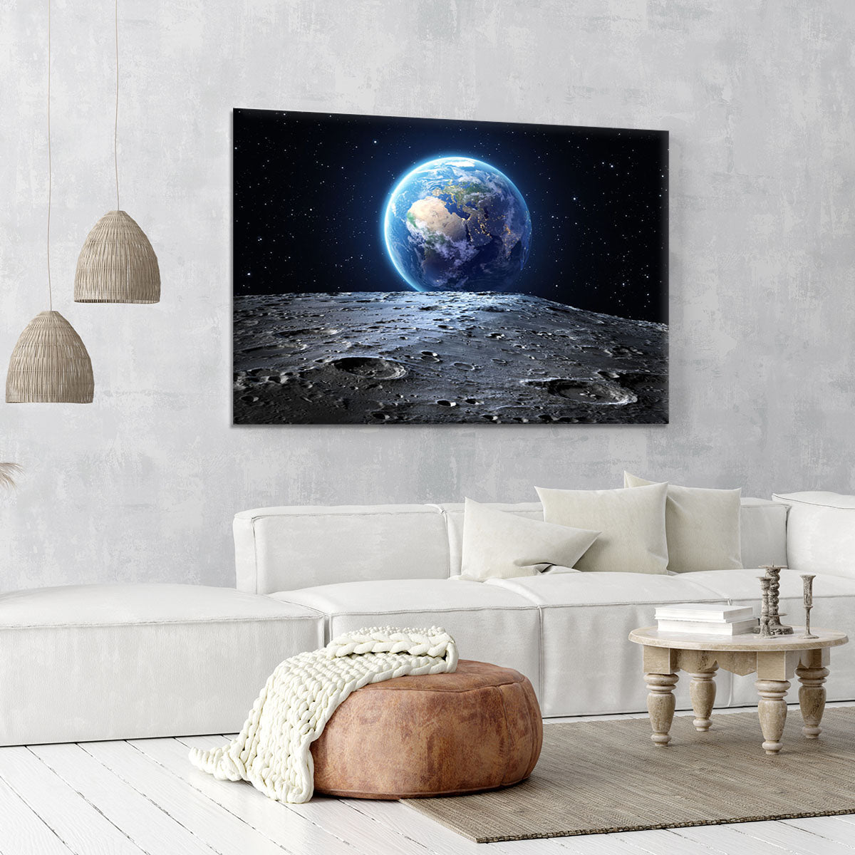 Blue earth seen from the moon surface Canvas Print or Poster - Canvas Art Rocks - 6