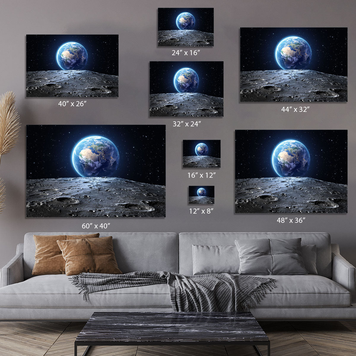 Blue earth seen from the moon surface Canvas Print or Poster - Canvas Art Rocks - 7
