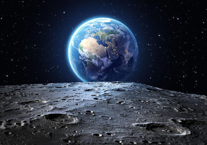 Blue earth seen from the moon surface Wall Mural Wallpaper