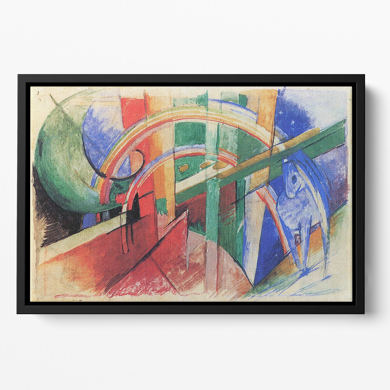 Blue horse with rainbow by Franz Marc Floating Framed Canvas
