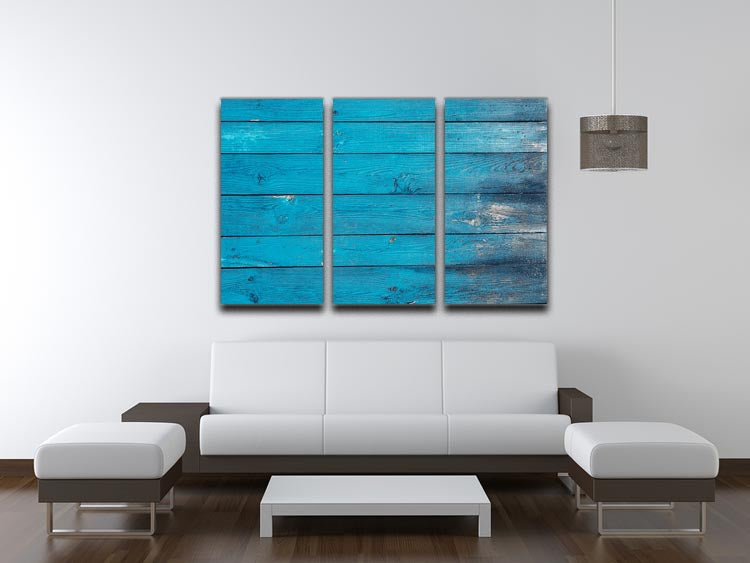 Blue painted wood texture 3 Split Panel Canvas Print - Canvas Art Rocks - 3