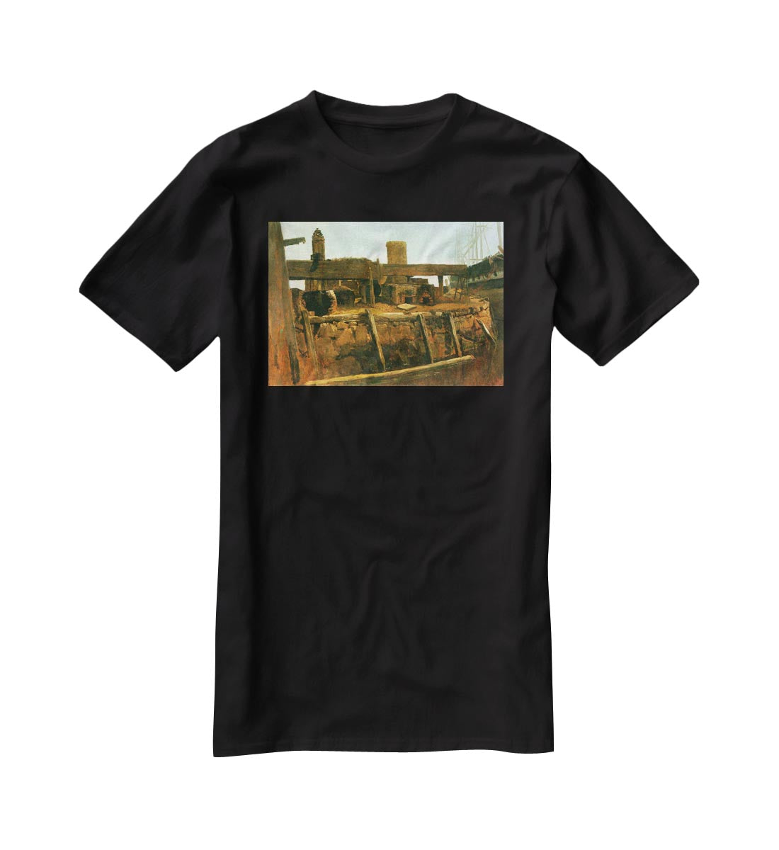 Boat at the dock by Bierstadt T-Shirt - Canvas Art Rocks - 1