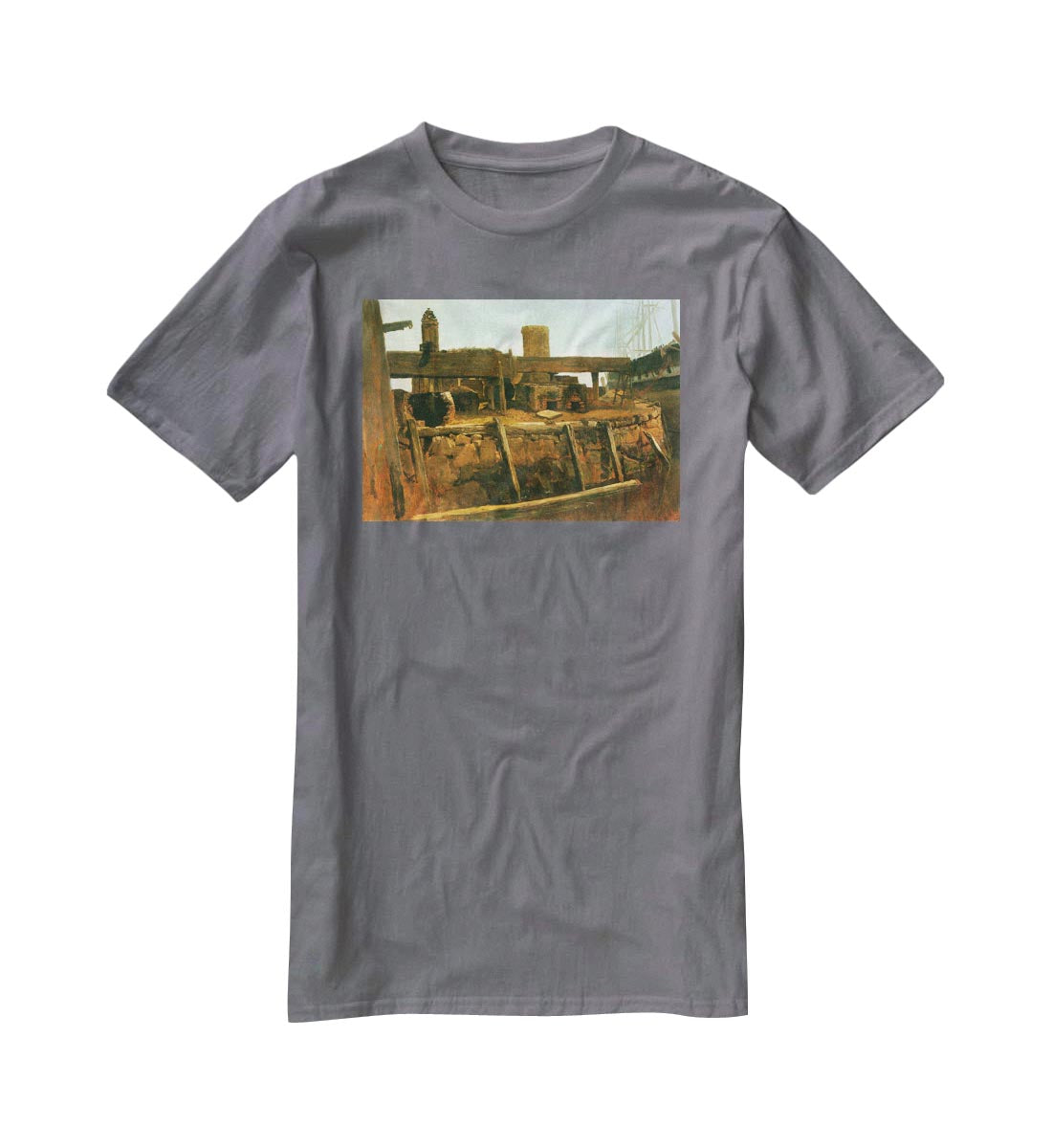 Boat at the dock by Bierstadt T-Shirt - Canvas Art Rocks - 3