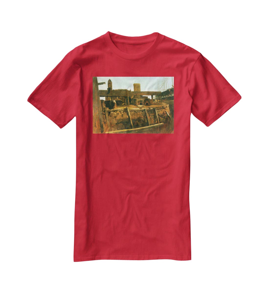 Boat at the dock by Bierstadt T-Shirt - Canvas Art Rocks - 4