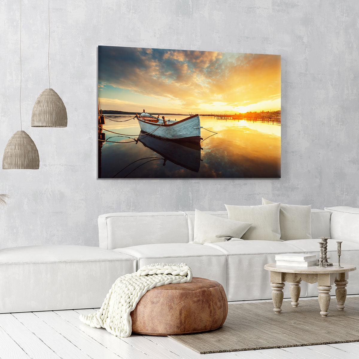 Boat on lake with a reflection Canvas Print or Poster - Canvas Art Rocks - 6