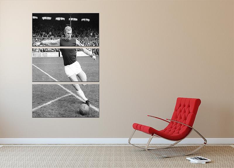Bobby Moore West Ham Footballer 3 Split Panel Canvas Print - Canvas Art Rocks - 2