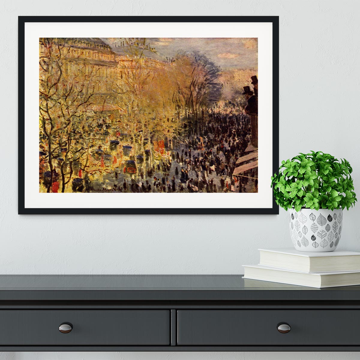 Boulevard of Capucines in Paris by Monet Framed Print - Canvas Art Rocks - 1