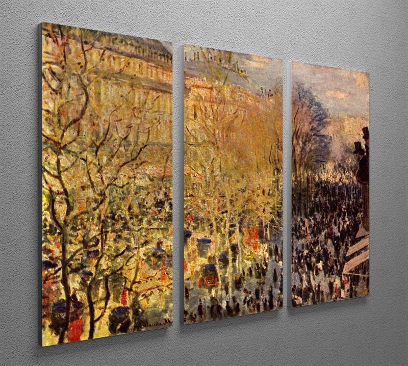 Boulevard of Capucines in Paris by Monet Split Panel Canvas Print - Canvas Art Rocks - 4
