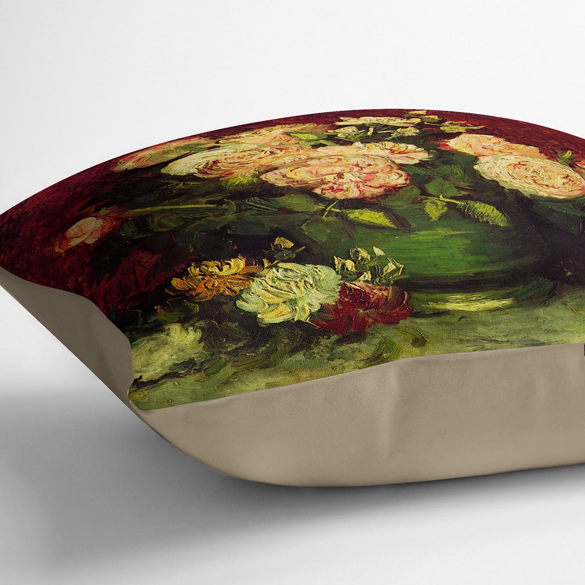 Bowl with Peonies and Roses by Van Gogh Cushion