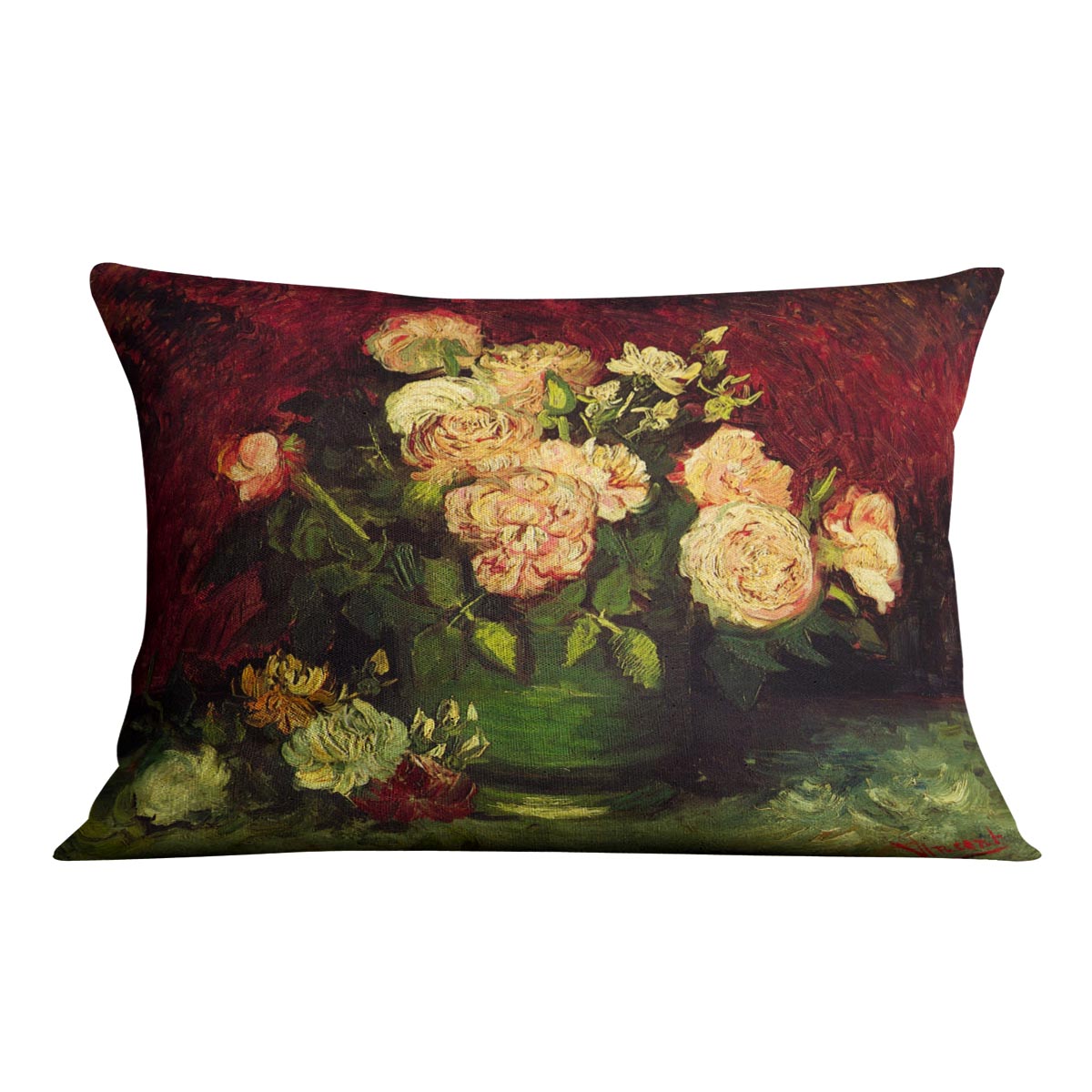 Bowl with Peonies and Roses by Van Gogh Cushion