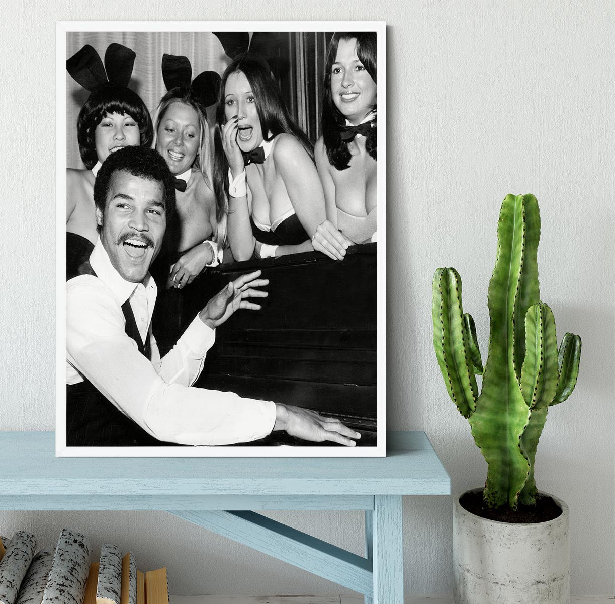 Boxer John Conteh with bunny girls at the playboy club Framed Print - Canvas Art Rocks -6