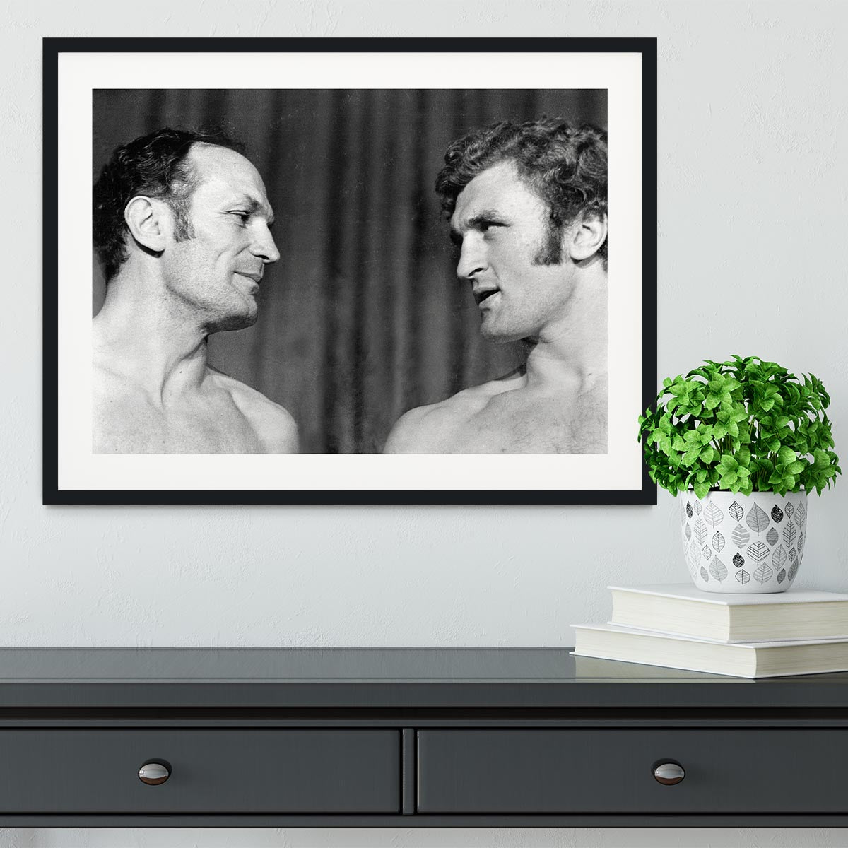 Boxers Henry Cooper and Joe Bugner Framed Print - Canvas Art Rocks - 1