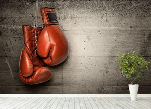Boxing gloves hanging on concrete Wall Mural Wallpaper - Canvas Art Rocks - 4