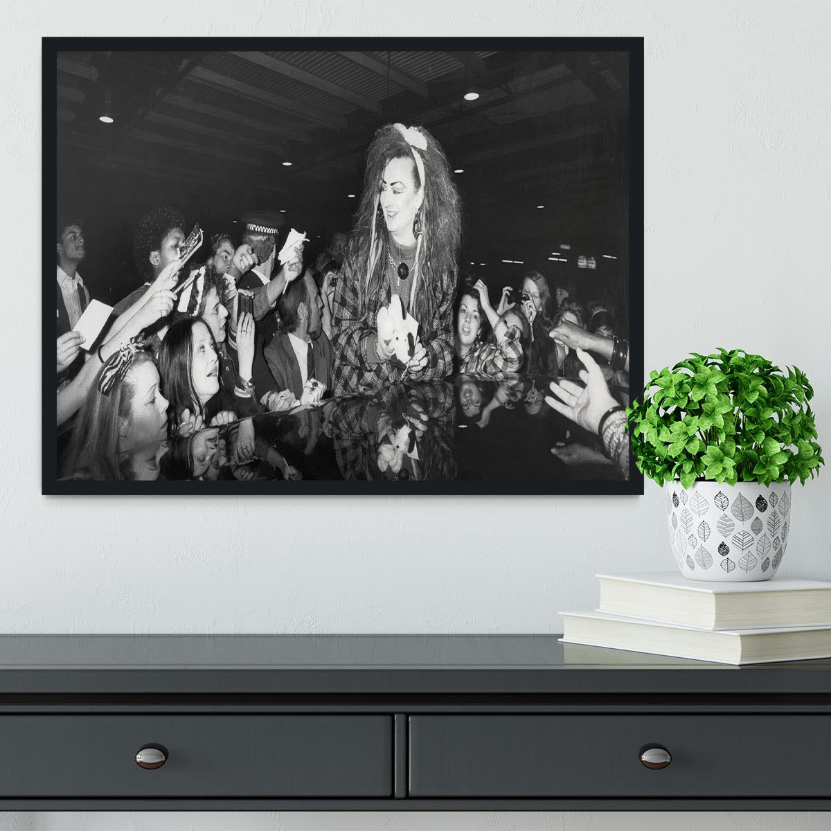 Boy George mobbed by fans Framed Print - Canvas Art Rocks - 2