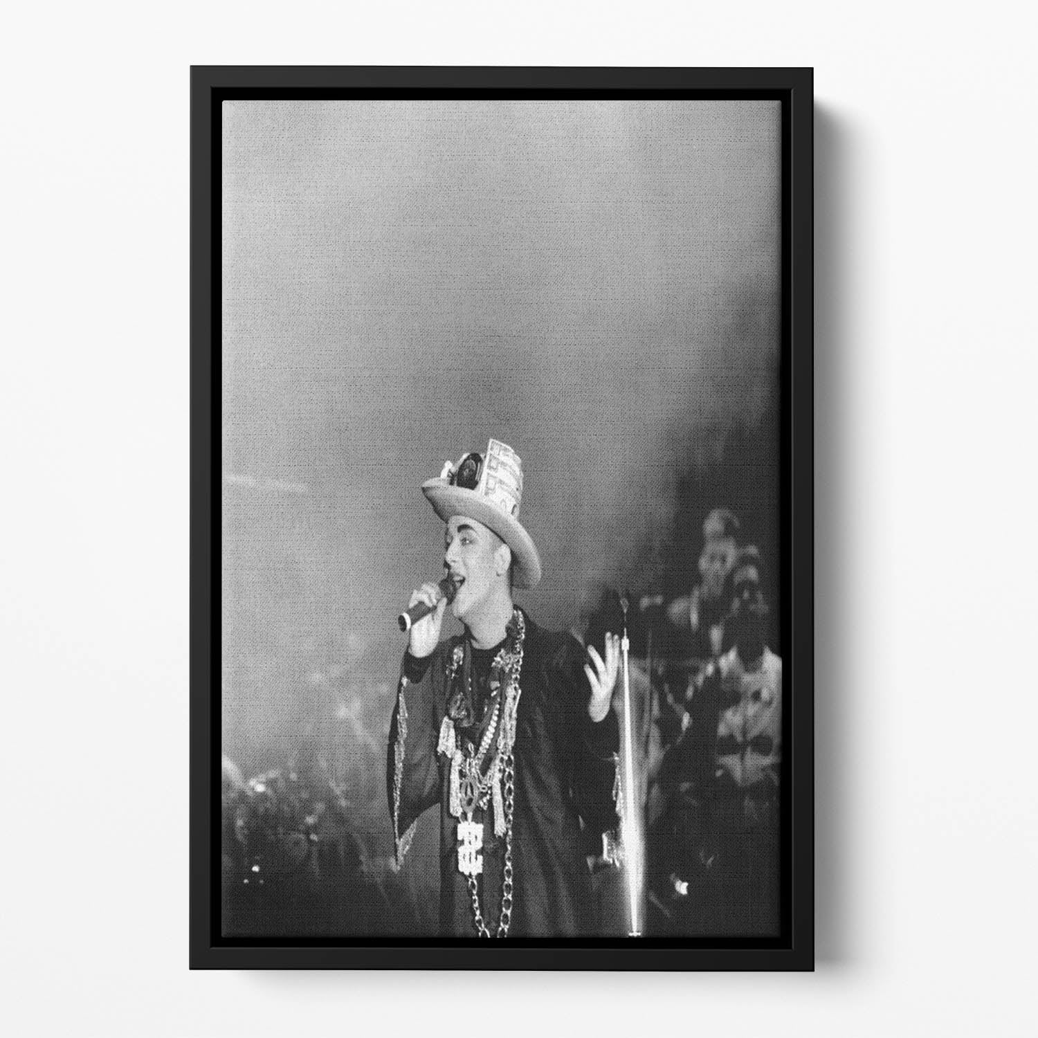 Boy George on stage Floating Framed Canvas