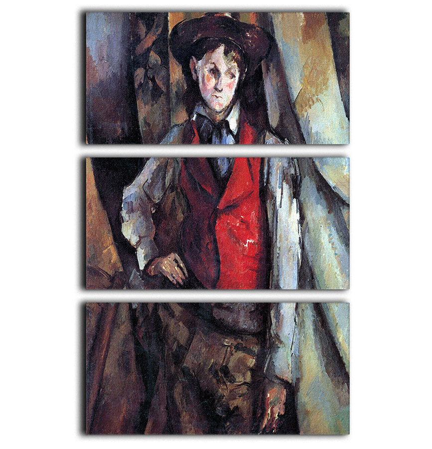 Boy in Red Waistcoat by Cezanne 3 Split Panel Canvas Print - Canvas Art Rocks - 1