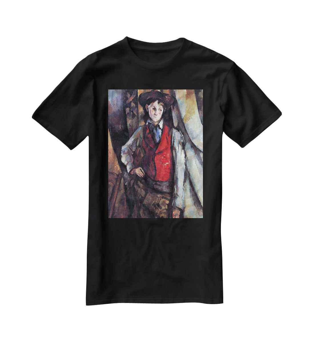 Boy in Red Waistcoat by Cezanne T-Shirt - Canvas Art Rocks - 1