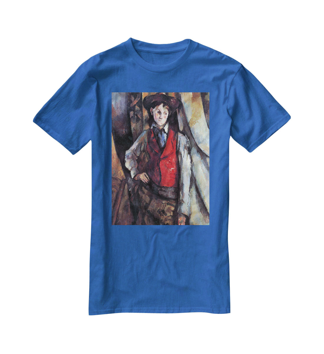 Boy in Red Waistcoat by Cezanne T-Shirt - Canvas Art Rocks - 2