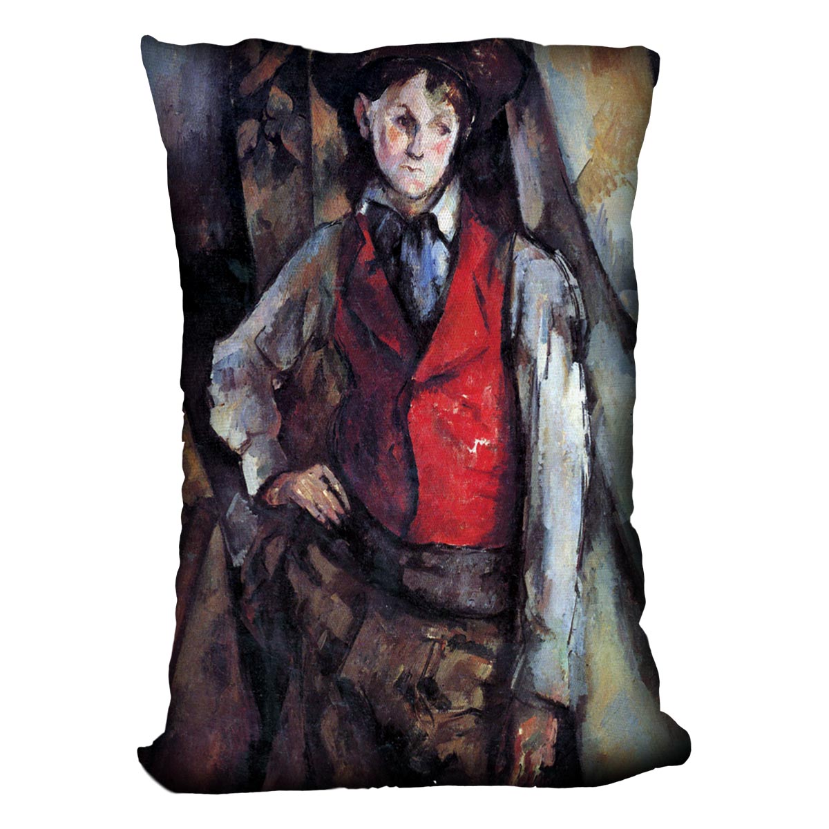 Boy in Red Waistcoat by Cezanne Cushion