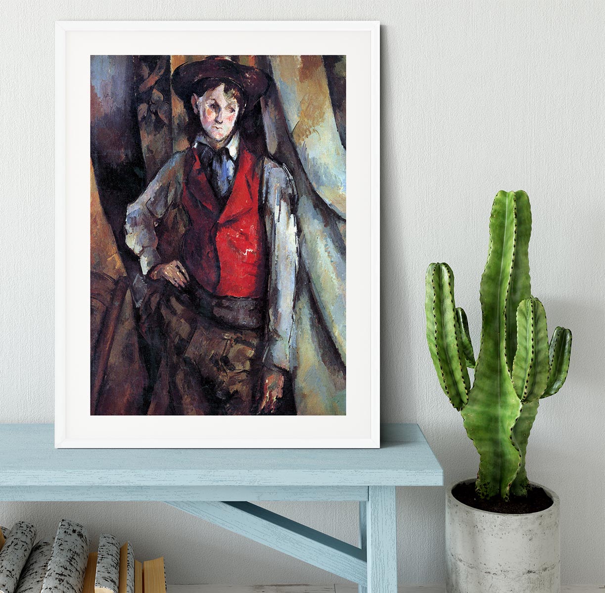 Boy in Red Waistcoat by Cezanne Framed Print - Canvas Art Rocks - 5