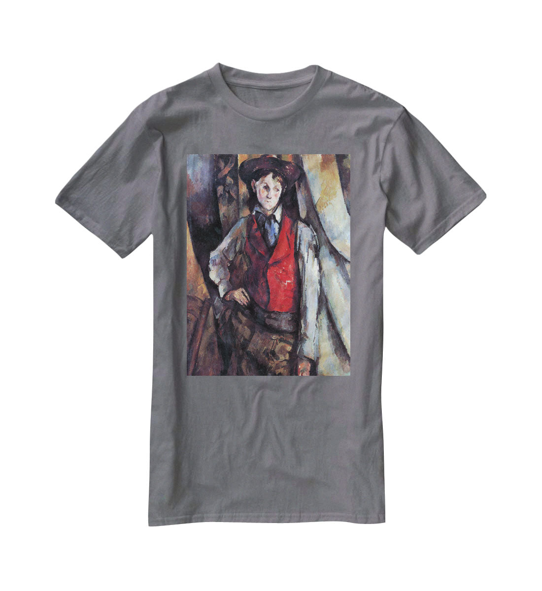 Boy in Red Waistcoat by Cezanne T-Shirt - Canvas Art Rocks - 3