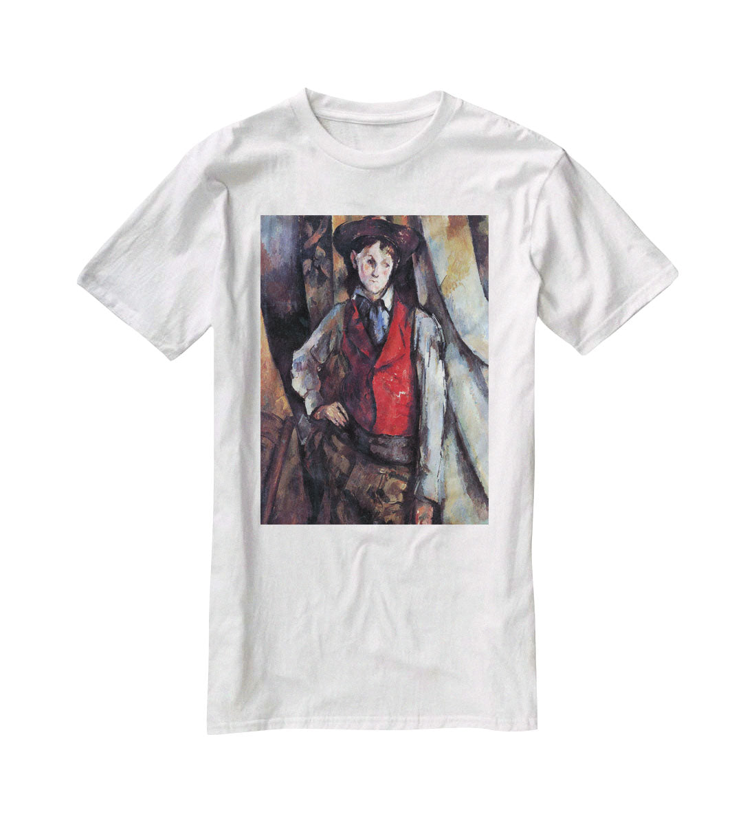 Boy in Red Waistcoat by Cezanne T-Shirt - Canvas Art Rocks - 5