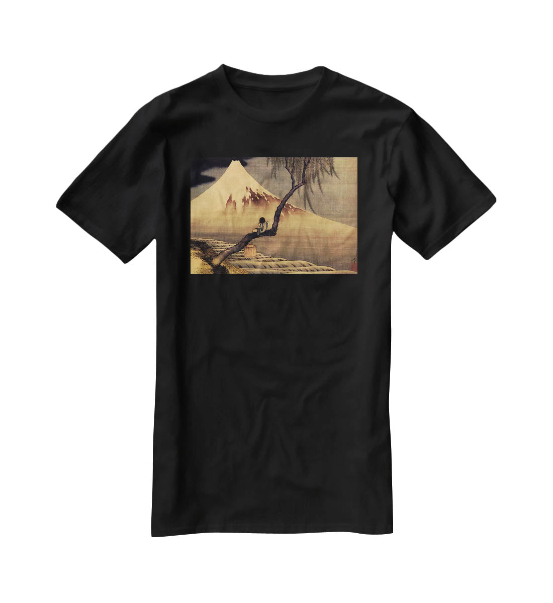 Boy in front of Fujiama by Hokusai T-Shirt - Canvas Art Rocks - 1
